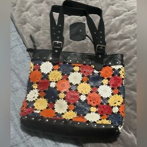 Dan W Leather large Floral Patchwork Purse